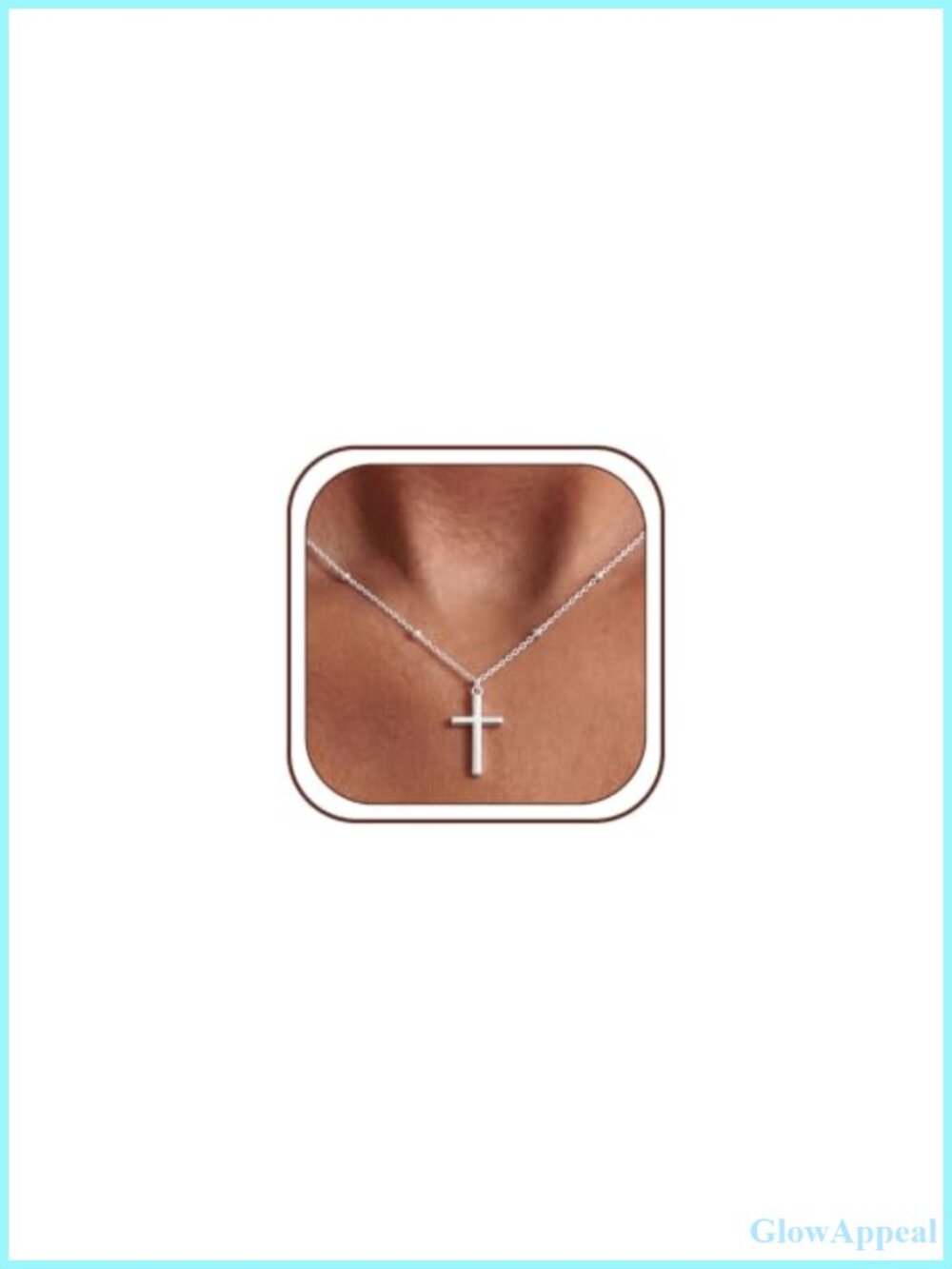 925 Sterling Silver Cross Necklace 1.5mm Bead Chain 18in Women's Jewelry